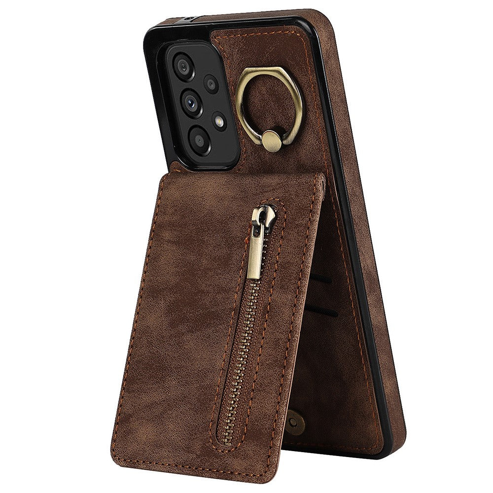 Samsung Galaxy A33 5G RFID-blockerande stativfodral Retro PU+TPU stötsäkert plånboksfodral