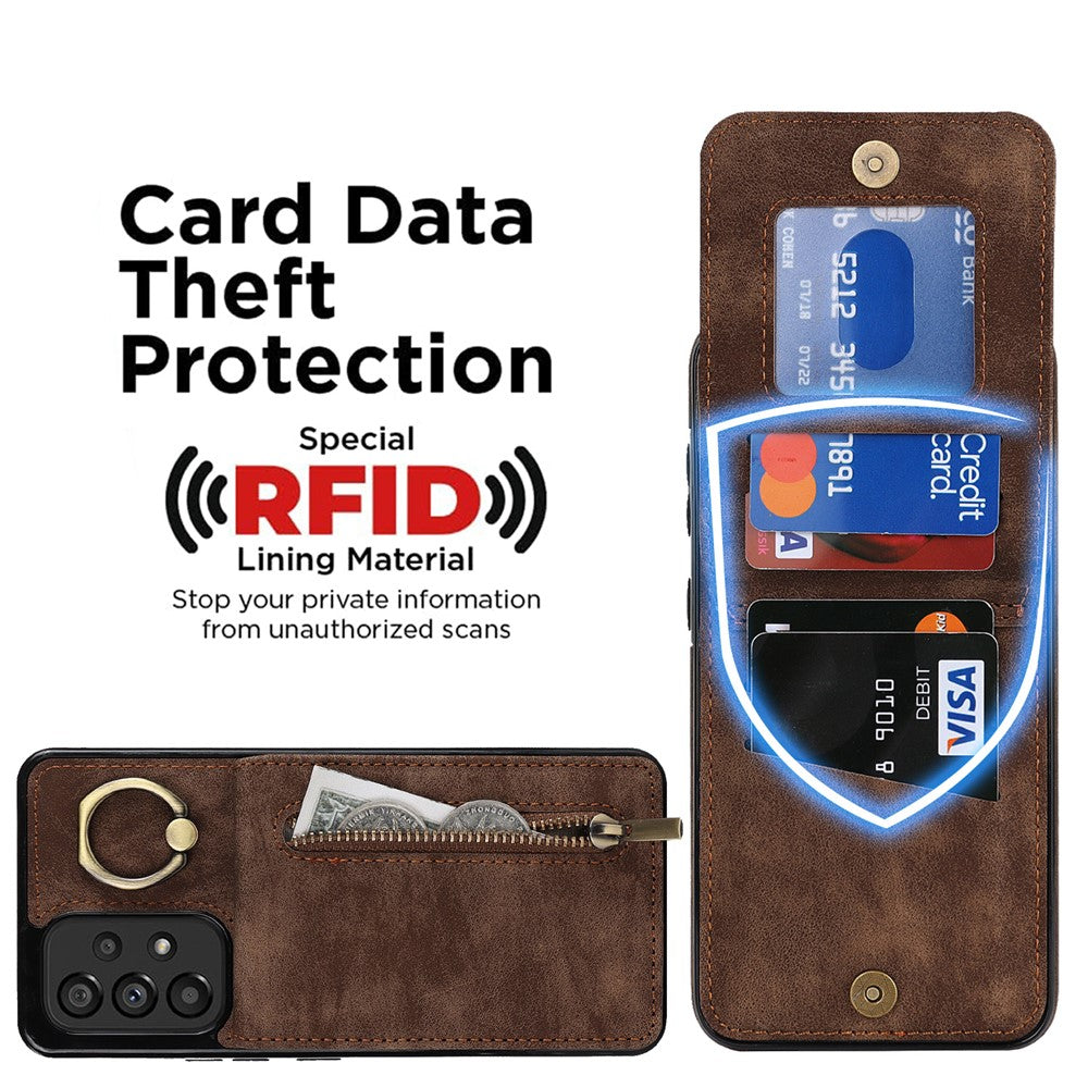 Samsung Galaxy A33 5G RFID-blockerande stativfodral Retro PU+TPU stötsäkert plånboksfodral
