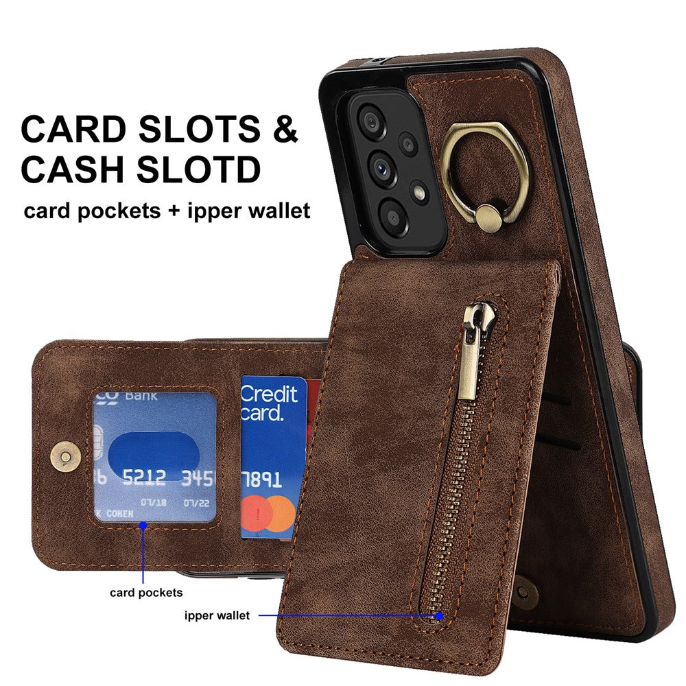 Samsung Galaxy A33 5G RFID-blockerande stativfodral Retro PU+TPU stötsäkert plånboksfodral