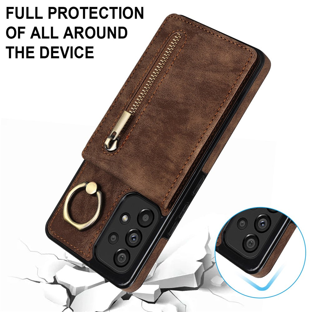 Samsung Galaxy A33 5G RFID-blockerande stativfodral Retro PU+TPU stötsäkert plånboksfodral