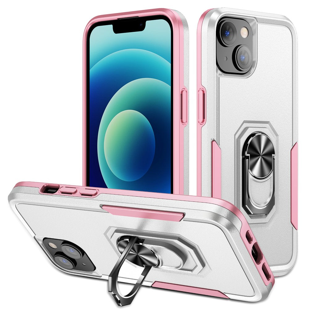 Til iPhone 15 PC+TPU Stødabsorberende Cover Anti-fald Telefoncover med Ringholder