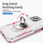 For iPhone 15 PC+TPU Shockproof Cover Anti-fall Phone Case with Ring Kickstand