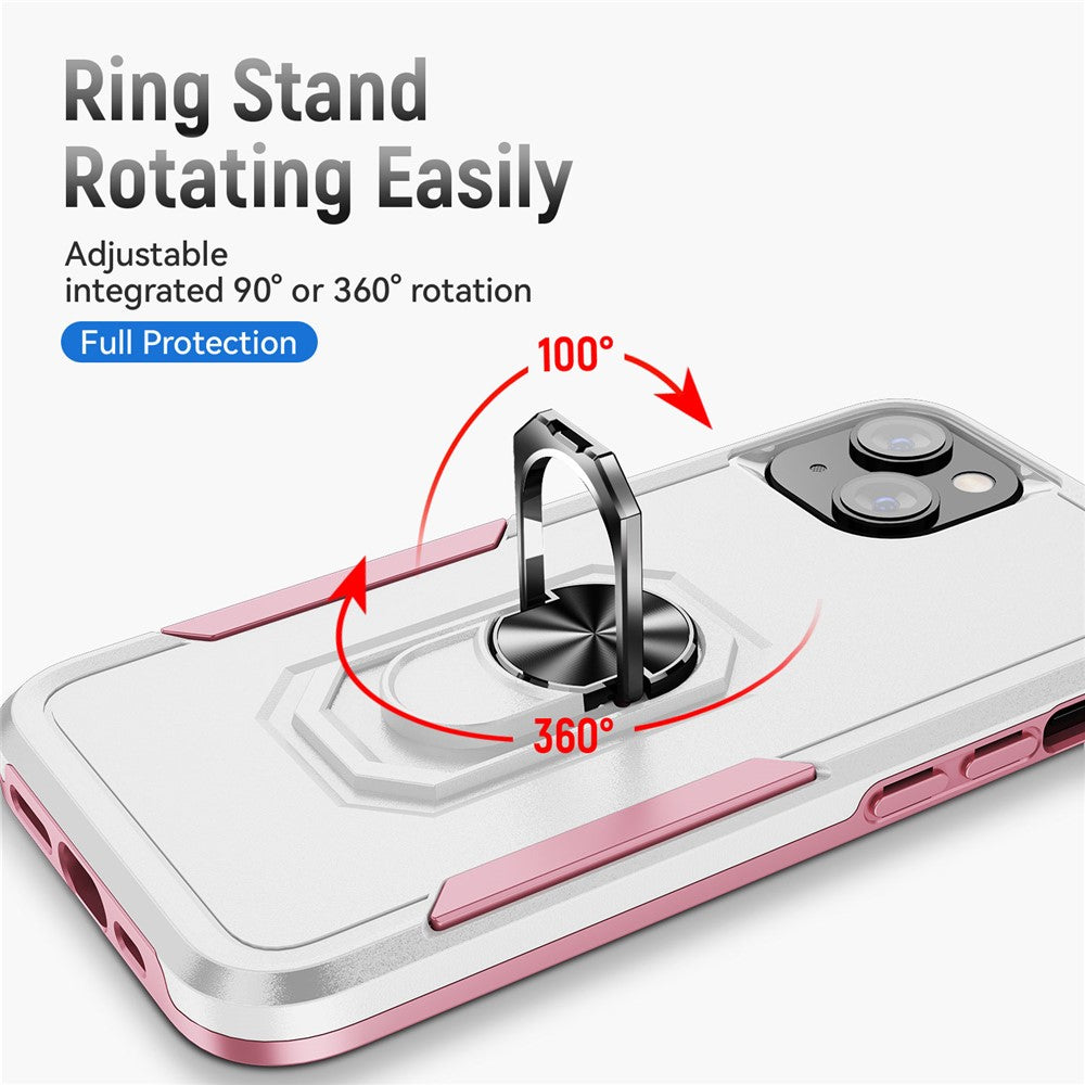 For iPhone 15 PC+TPU Shockproof Cover Anti-fall Phone Case with Ring Kickstand