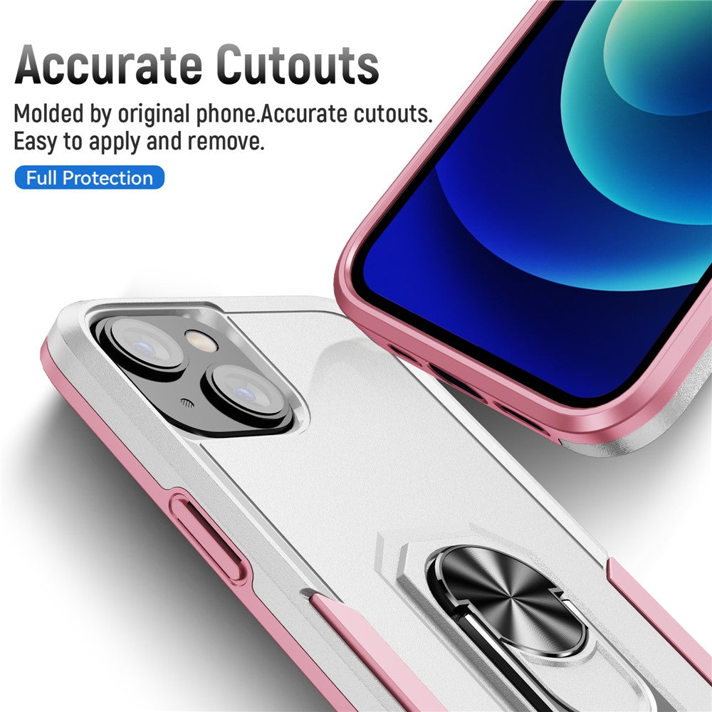 For iPhone 15 PC+TPU Shockproof Cover Anti-fall Phone Case with Ring Kickstand