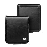 QIALINO ægte koskindslæder + PC-mobilcover til Samsung Galaxy Z Flip5 5G, kortholder, slim fit-etui