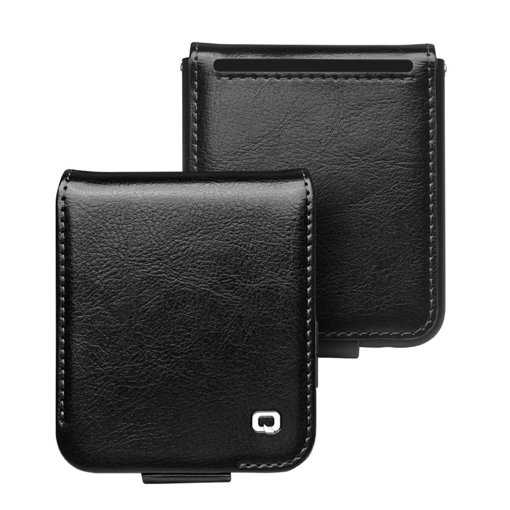 QIALINO ægte koskindslæder + PC-mobilcover til Samsung Galaxy Z Flip5 5G, kortholder, slim fit-etui