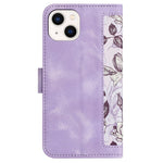 Flower Pattern Printing Leather Case for iPhone 15 , Card Holder Stand Phone Cover