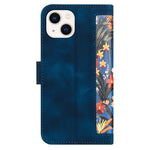 Card Slots Stand Phone Cover for iPhone 15 Plus, Flower Pattern Printing PU Leather Phone Case