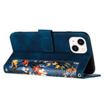Card Slots Stand Phone Cover for iPhone 15 Plus, Flower Pattern Printing PU Leather Phone Case