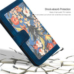 Card Slots Stand Phone Cover for iPhone 15 Plus, Flower Pattern Printing PU Leather Phone Case