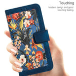 Card Slots Stand Phone Cover for iPhone 15 Plus, Flower Pattern Printing PU Leather Phone Case