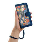 Card Slots Stand Phone Cover for iPhone 15 Plus, Flower Pattern Printing PU Leather Phone Case