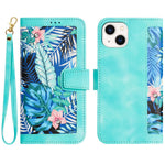 Card Slots Stand Phone Cover for iPhone 15 Plus, Flower Pattern Printing PU Leather Phone Case