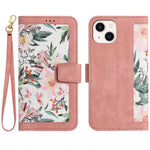 Card Slots Stand Phone Cover for iPhone 15 Plus, Flower Pattern Printing PU Leather Phone Case