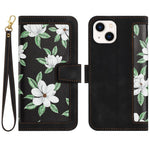 Card Slots Stand Phone Cover for iPhone 15 Plus, Flower Pattern Printing PU Leather Phone Case