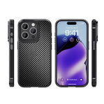 IPAKY Carbon Fiber Texture Phone Case for iPhone 15 Pro , TPU + PC Protective Phone Cover
