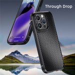 IPAKY Carbon Fiber Texture Phone Case for iPhone 15 Pro , TPU + PC Protective Phone Cover