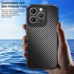 IPAKY Carbon Fiber Texture Phone Case for iPhone 15 Pro , TPU + PC Protective Phone Cover