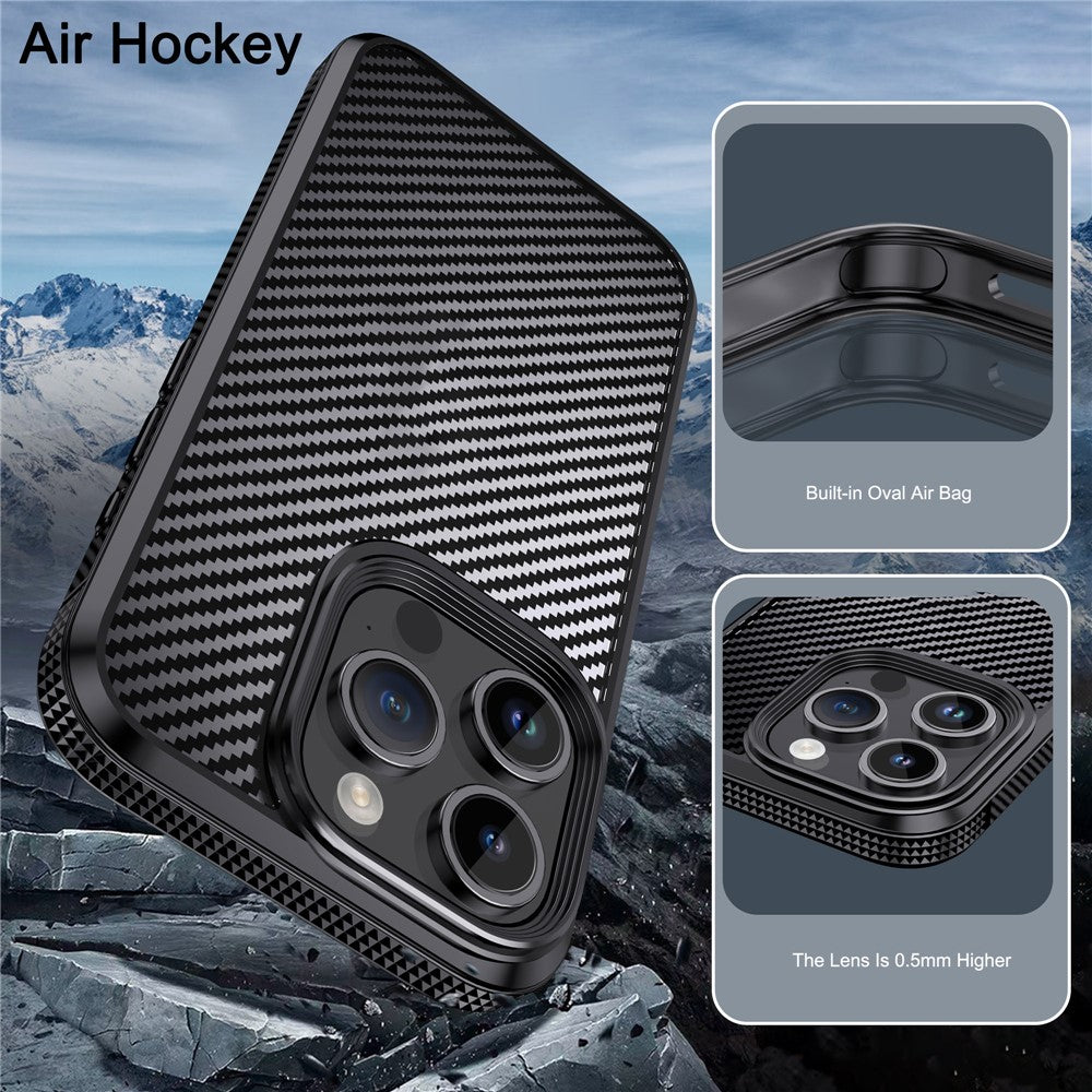 IPAKY Carbon Fiber Texture Phone Case for iPhone 15 Pro , TPU + PC Protective Phone Cover