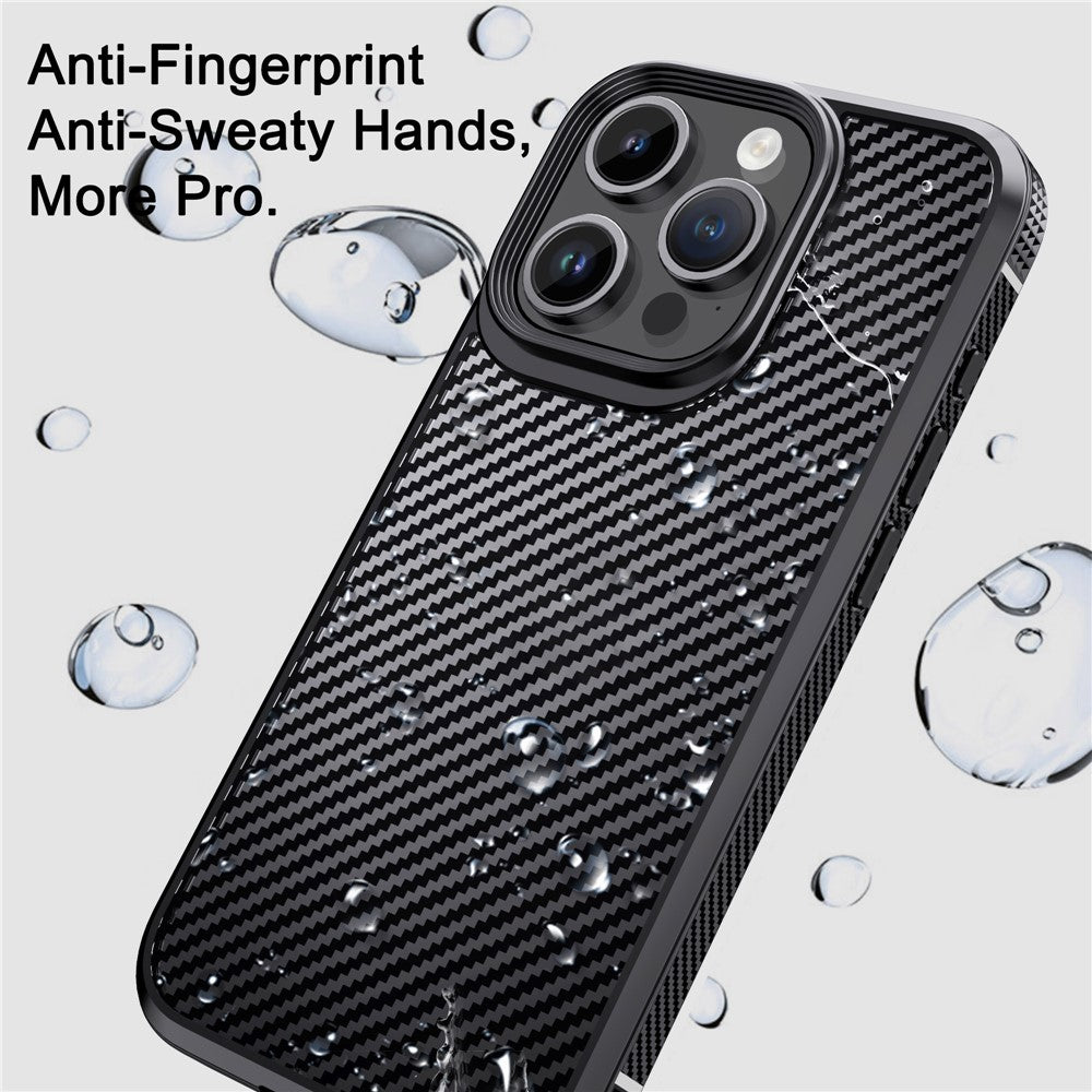 IPAKY Carbon Fiber Texture Phone Case for iPhone 15 Pro , TPU + PC Protective Phone Cover