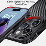 IPAKY Carbon Fiber Texture Phone Case for iPhone 15 Pro , TPU + PC Protective Phone Cover