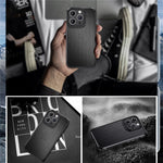 IPAKY Carbon Fiber Texture Phone Case for iPhone 15 Pro , TPU + PC Protective Phone Cover
