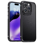 IPAKY Carbon Fiber Texture Phone Case for iPhone 15 Pro , TPU + PC Protective Phone Cover