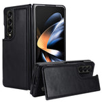 ZD018 Card Holder Phone Case for Samsung Galaxy Z Fold4 5G, PU Leather+PC Kickstand Double Magnetic Clasp Cover