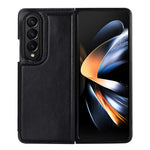 ZD018 Card Holder Phone Case for Samsung Galaxy Z Fold4 5G, PU Leather+PC Kickstand Double Magnetic Clasp Cover