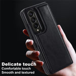 ZD018 Card Holder Phone Case for Samsung Galaxy Z Fold4 5G, PU Leather+PC Kickstand Double Magnetic Clasp Cover