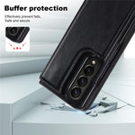 ZD018 Card Holder Phone Case for Samsung Galaxy Z Fold4 5G, PU Leather+PC Kickstand Double Magnetic Clasp Cover