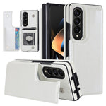 ZD018 Card Holder Phone Case for Samsung Galaxy Z Fold4 5G, PU Leather+PC Kickstand Double Magnetic Clasp Cover
