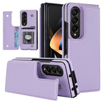 ZD018 Card Holder Phone Case for Samsung Galaxy Z Fold4 5G, PU Leather+PC Kickstand Double Magnetic Clasp Cover