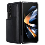 ZD019 Card Slots Kickstand Cover for Samsung Galaxy Z Fold4 5G , PU Leather+PC Folding Phone Case with Pen Holder