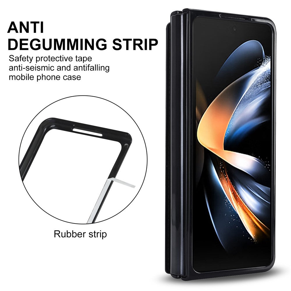 ZD019 Card Slots Kickstand Cover for Samsung Galaxy Z Fold4 5G , PU Leather+PC Folding Phone Case with Pen Holder
