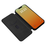 PU Leather Card Holder Phone Case for iPhone 15 Pro , Carbon Fiber Texture Stand Cover