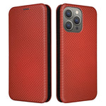 PU Leather Card Holder Phone Case for iPhone 15 Pro , Carbon Fiber Texture Stand Cover