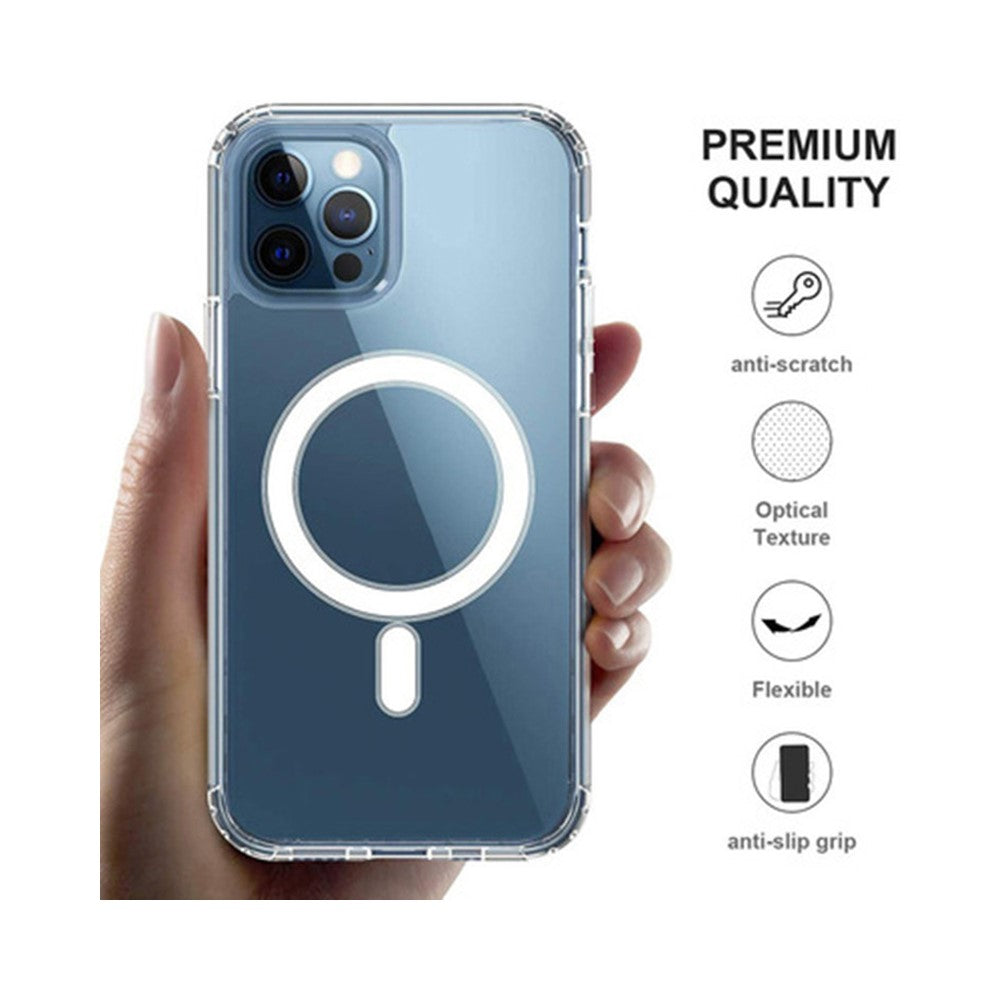 For iPhone 15 Pro Compatible with MagSafe Transparent TPU Phone Cover Scratch Resistant Back Case