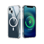 For iPhone 15 Plus Shockproof Back Case Compatible with MagSafe Transparent TPU Phone Cover