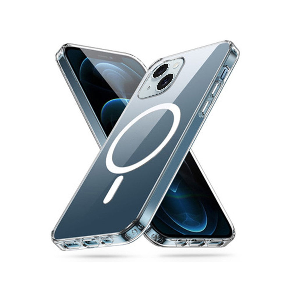 For iPhone 15 Plus Shockproof Back Case Compatible with MagSafe Transparent TPU Phone Cover