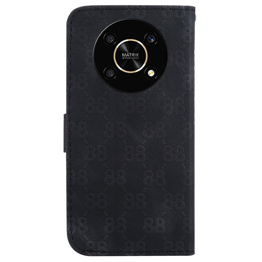 Til Honor X9 4G / X9 5G Dobbelt 8-formet præget læderetui med anti-fald, pung og standfunktion til telefonen