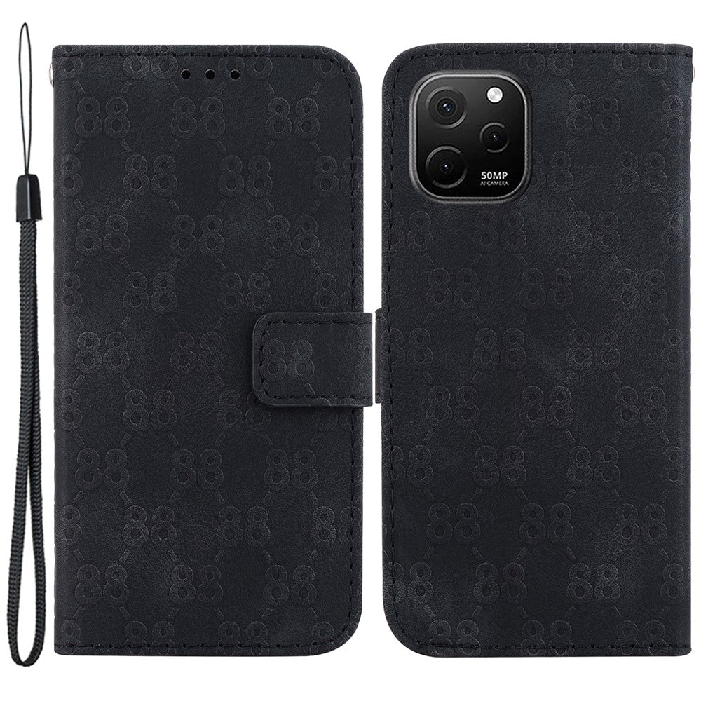 Leather Stand Cover for Huawei nova Y61 4G Double 8-Shape Imprint Phone Case with Wallet