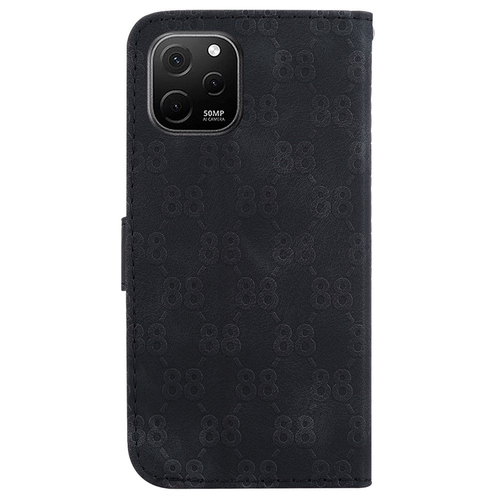 Leather Stand Cover for Huawei nova Y61 4G Double 8-Shape Imprint Phone Case with Wallet