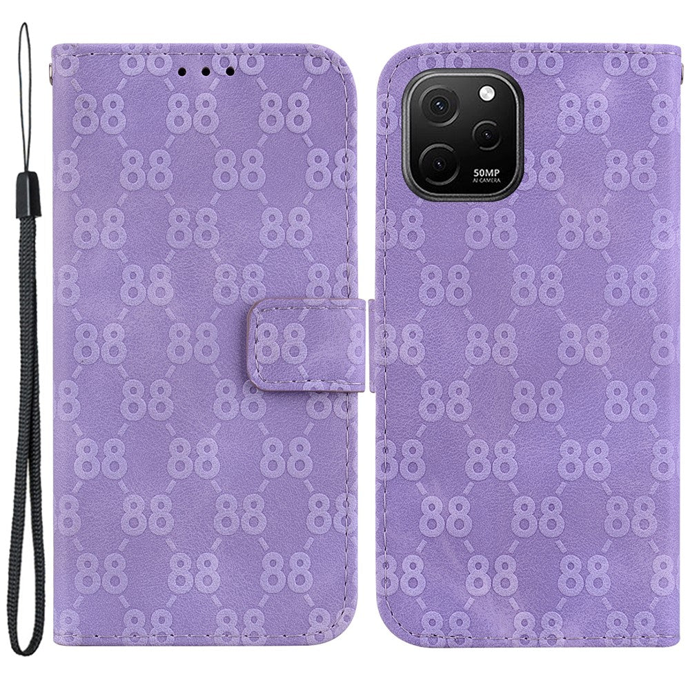 Leather Stand Cover for Huawei nova Y61 4G Double 8-Shape Imprint Phone Case with Wallet