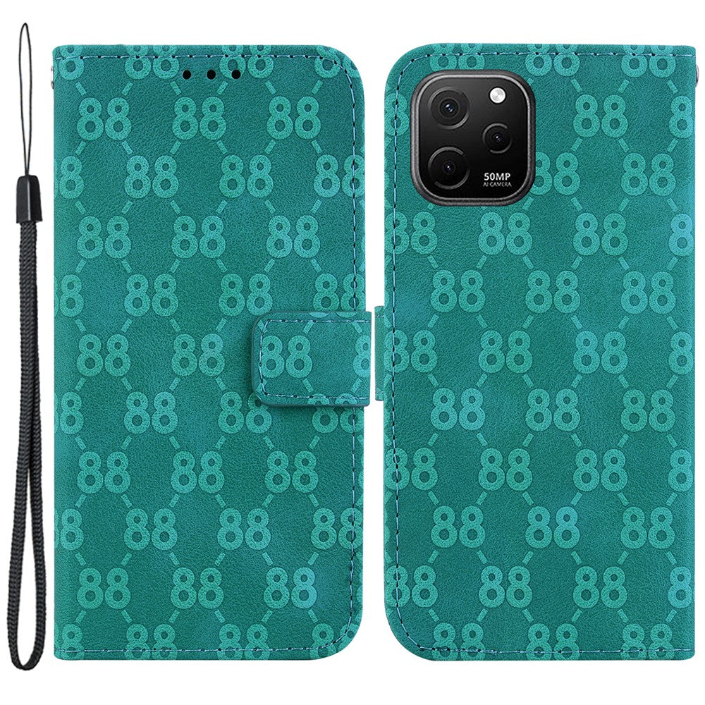 Leather Stand Cover for Huawei nova Y61 4G Double 8-Shape Imprint Phone Case with Wallet