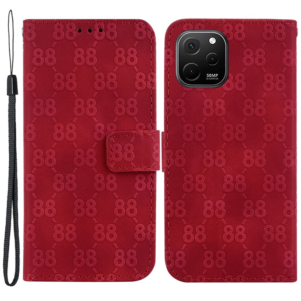 Leather Stand Cover for Huawei nova Y61 4G Double 8-Shape Imprint Phone Case with Wallet