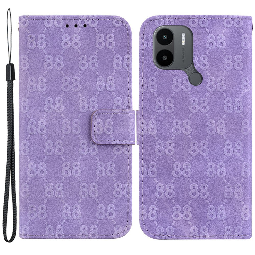 Leather Phone Case for Xiaomi Redmi A1+ 4G / A2+ 4G / C50 4G / C51 4G , Double 8-Shape Imprinted Wallet Stand Cover