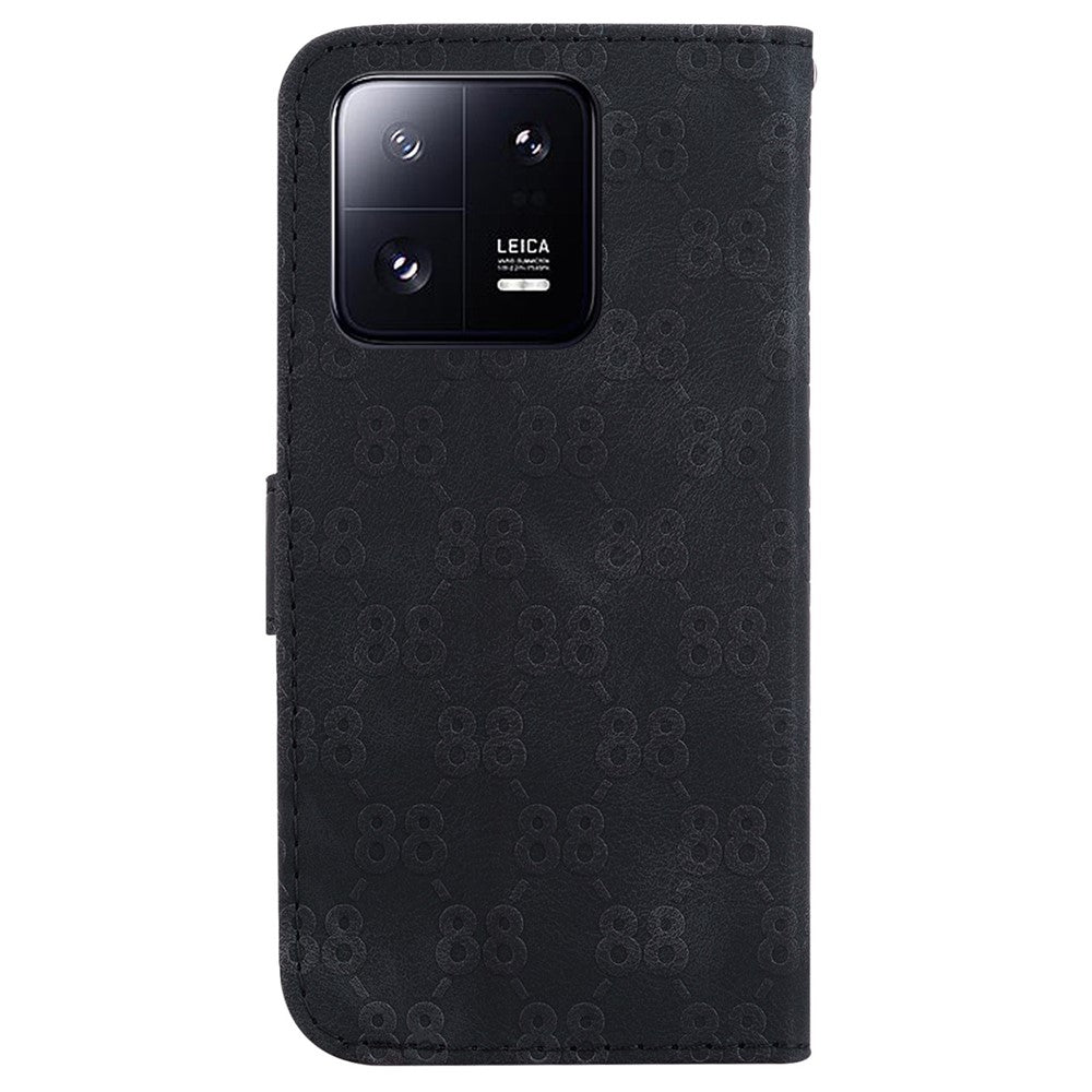 Dubbelt 8-formigt avtrycksfodral för Xiaomi 13 Pro 5G Flip Stand Läderplånboksfodral