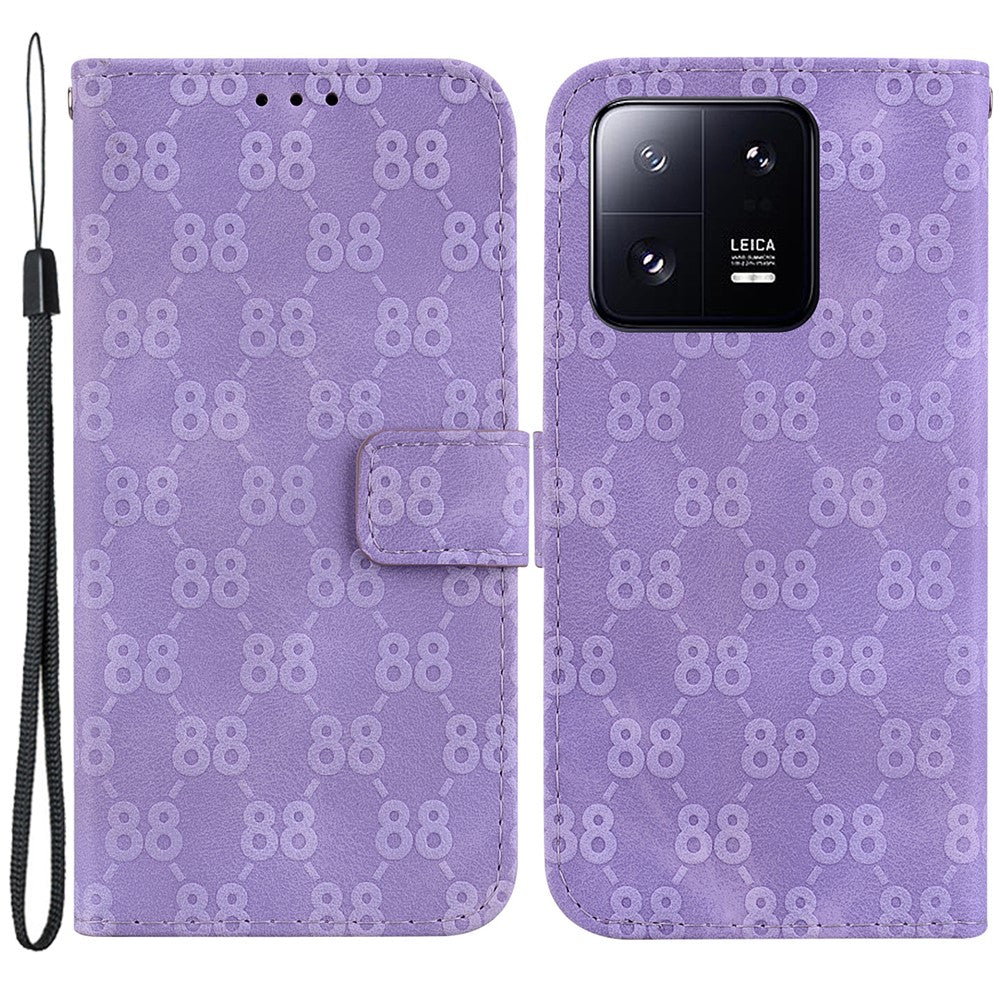 Dubbelt 8-formigt avtrycksfodral för Xiaomi 13 Pro 5G Flip Stand Läderplånboksfodral