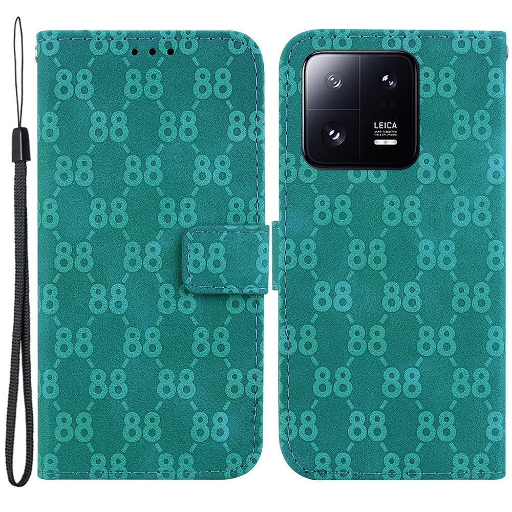 Dubbelt 8-formigt avtrycksfodral för Xiaomi 13 Pro 5G Flip Stand Läderplånboksfodral